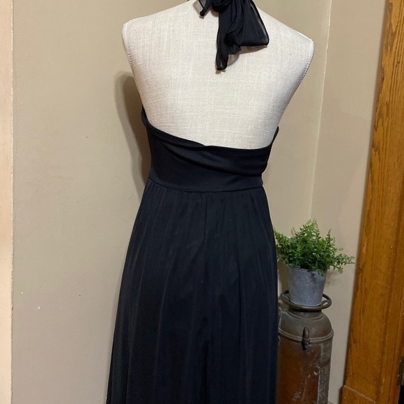 Black Tie Neck Tea-Length Fit + Flare Dress S - Picture 4 of 6